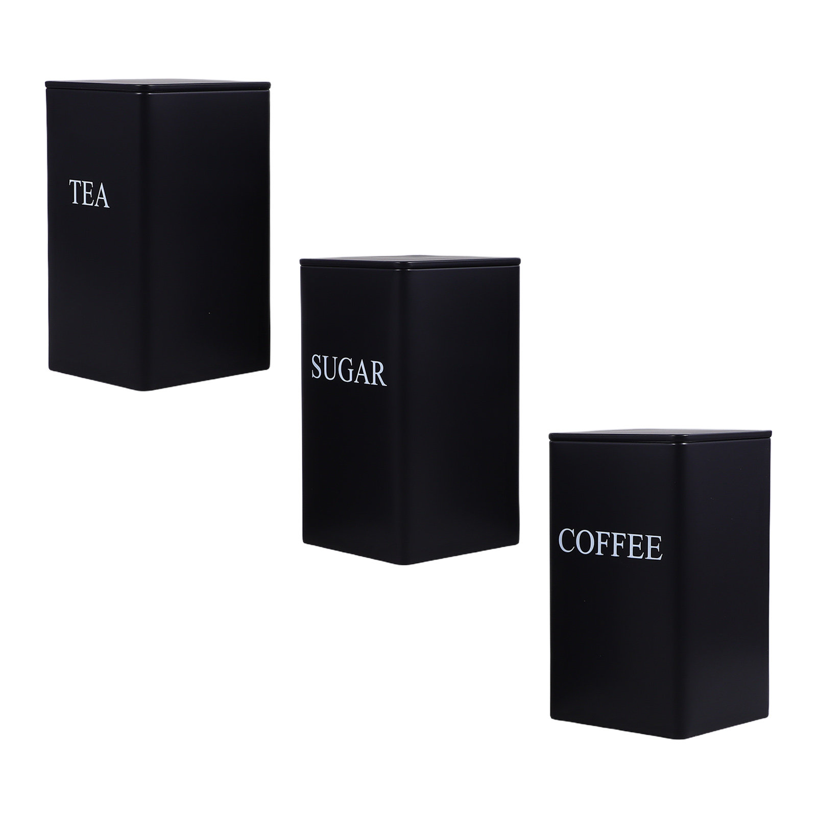 Canister Coffee Sugar Tea - 3Pcs Kitchen Storage Canisters Metal Square