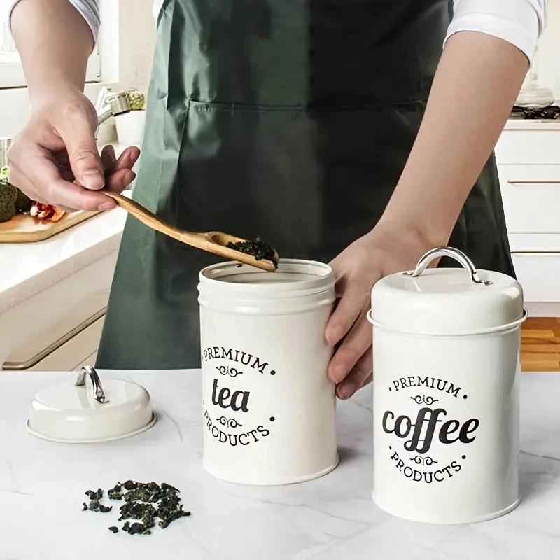 Canister Coffee Sugar Tea - 3Pcs Round Metal Tea Coffee Sugar