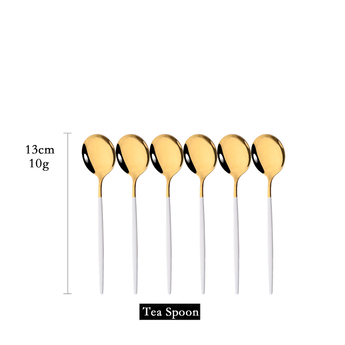 Coffee Tea Catering - 6Pcs Mirror White Gold Tea Spoon