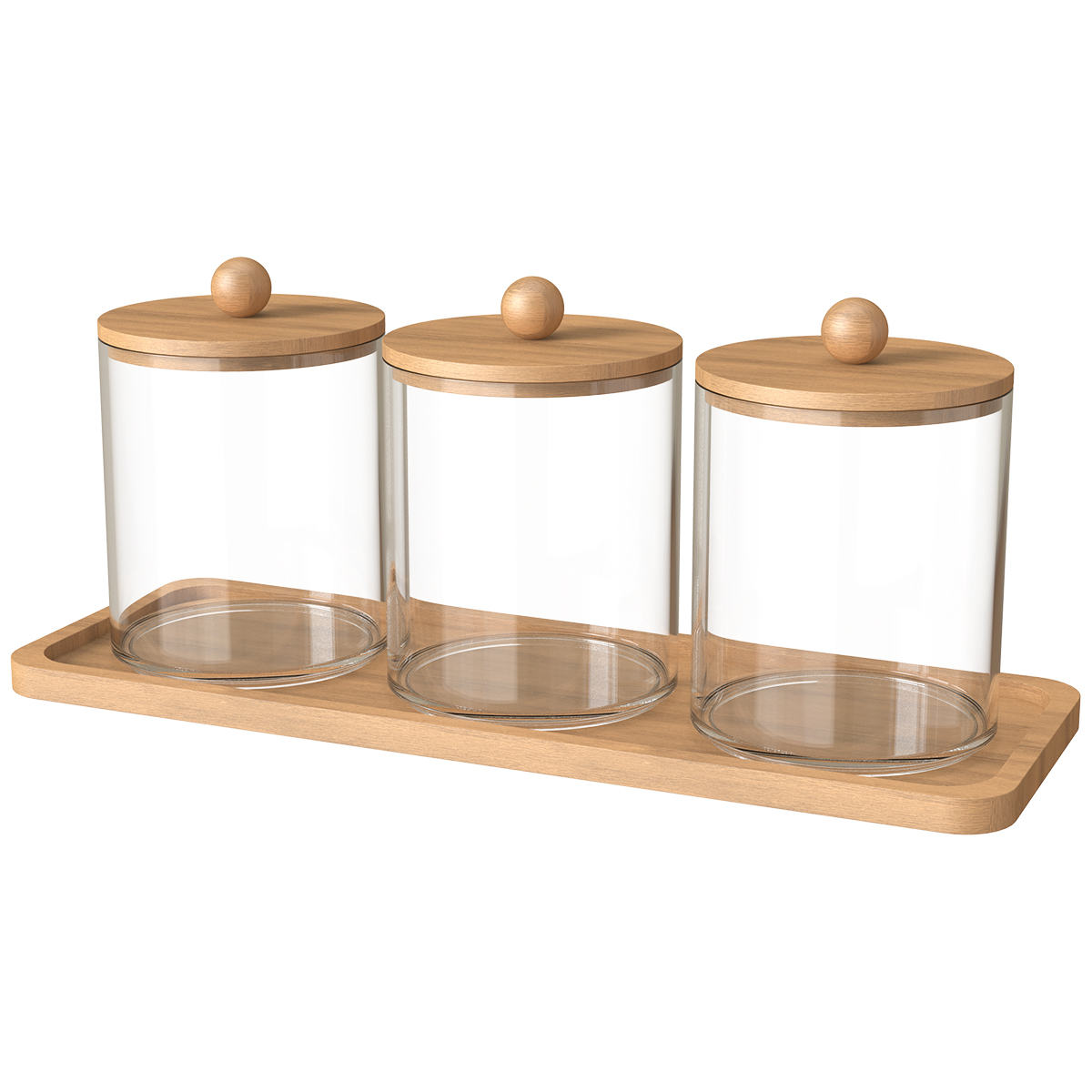 Coffee Tea And Sugar Canisters - 3Pcs Qtip Holder Dispenser with Bamboo