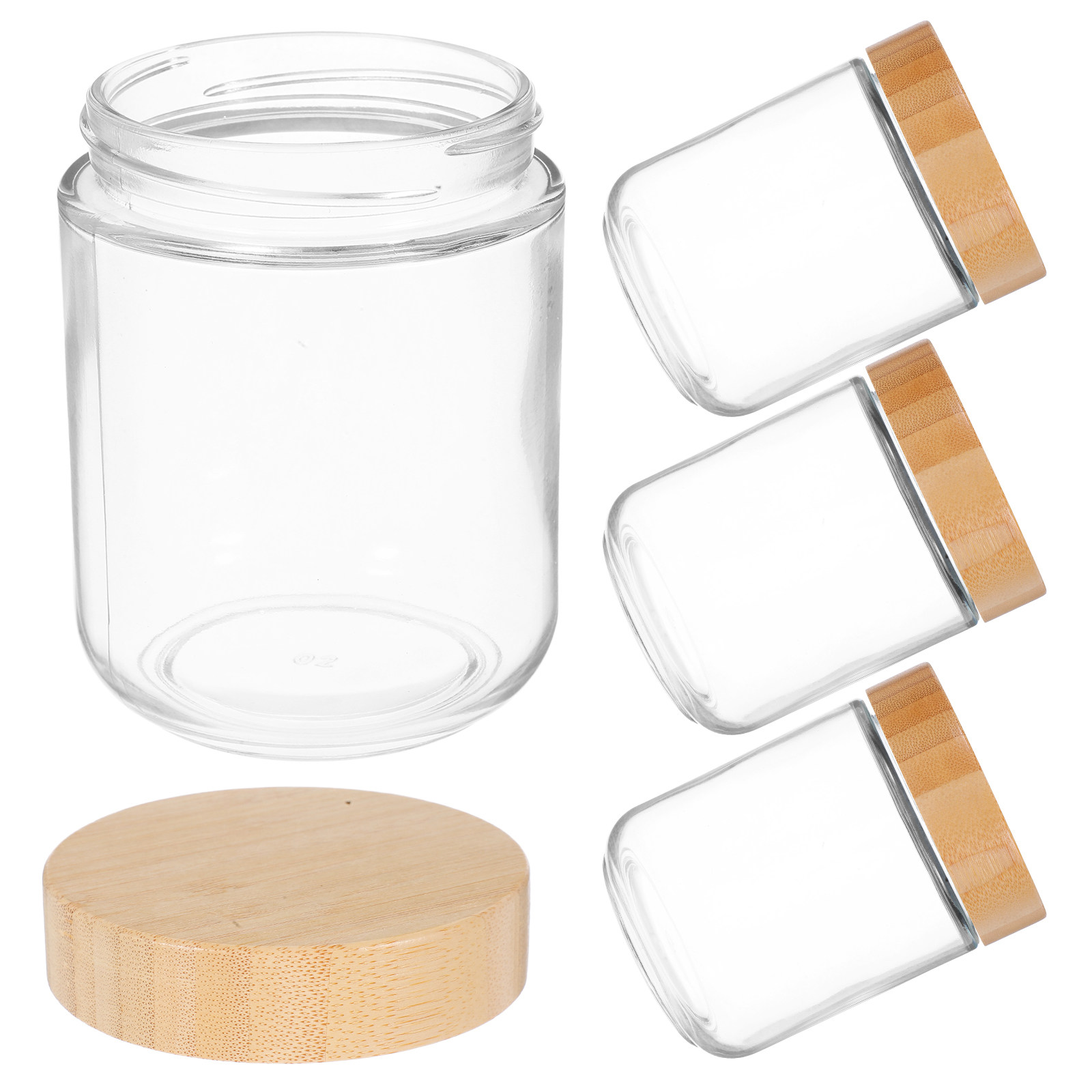 Canister Coffee Sugar Tea - 4Pcs Sturdy Glass Canisters with Bamboo
