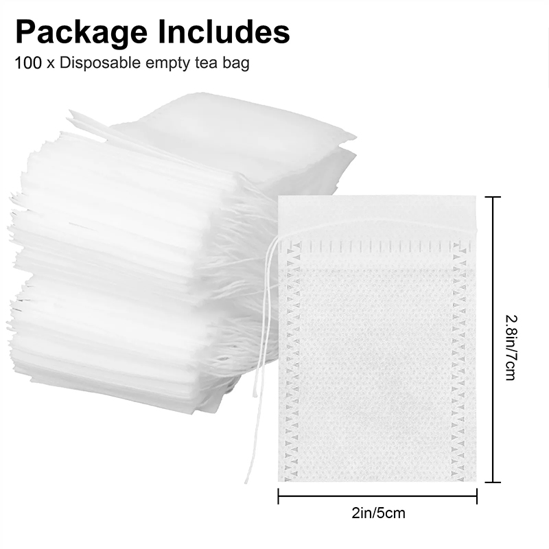 Coffee Tea Spices - 100PCS Disposable Teabags With Drawstring Sealing