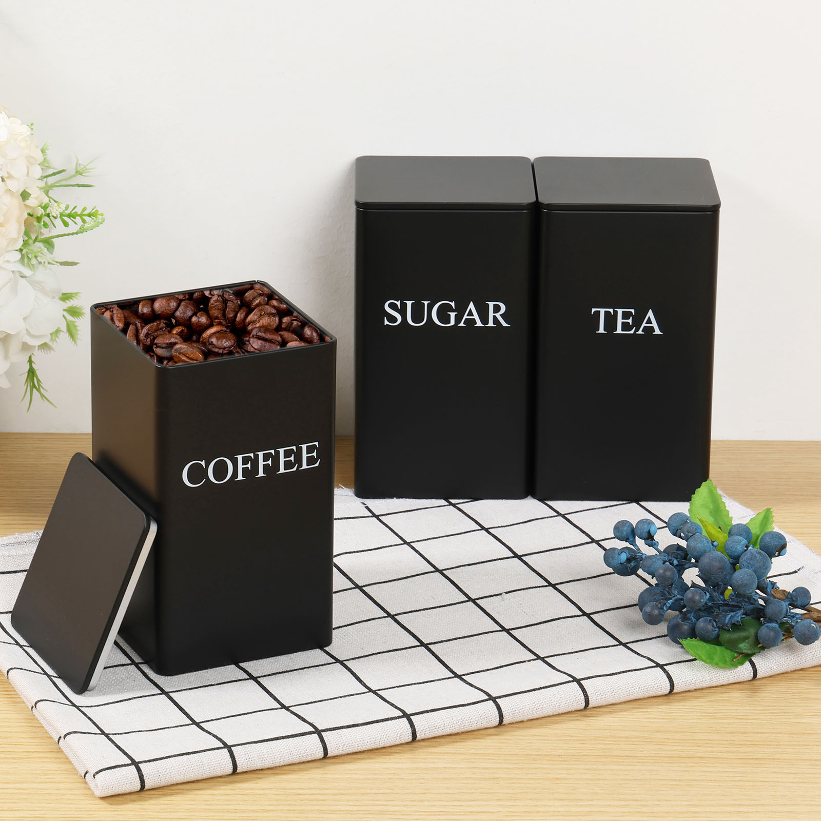 3Pcs Coffee Bean Storage Canis - Canister Coffee Sugar Tea review and price