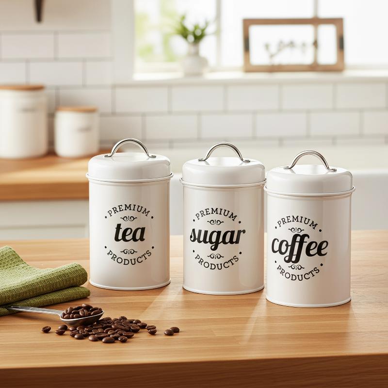 3Pcs Metal Round Kitchen Conta - Canister Coffee Sugar Tea review and price