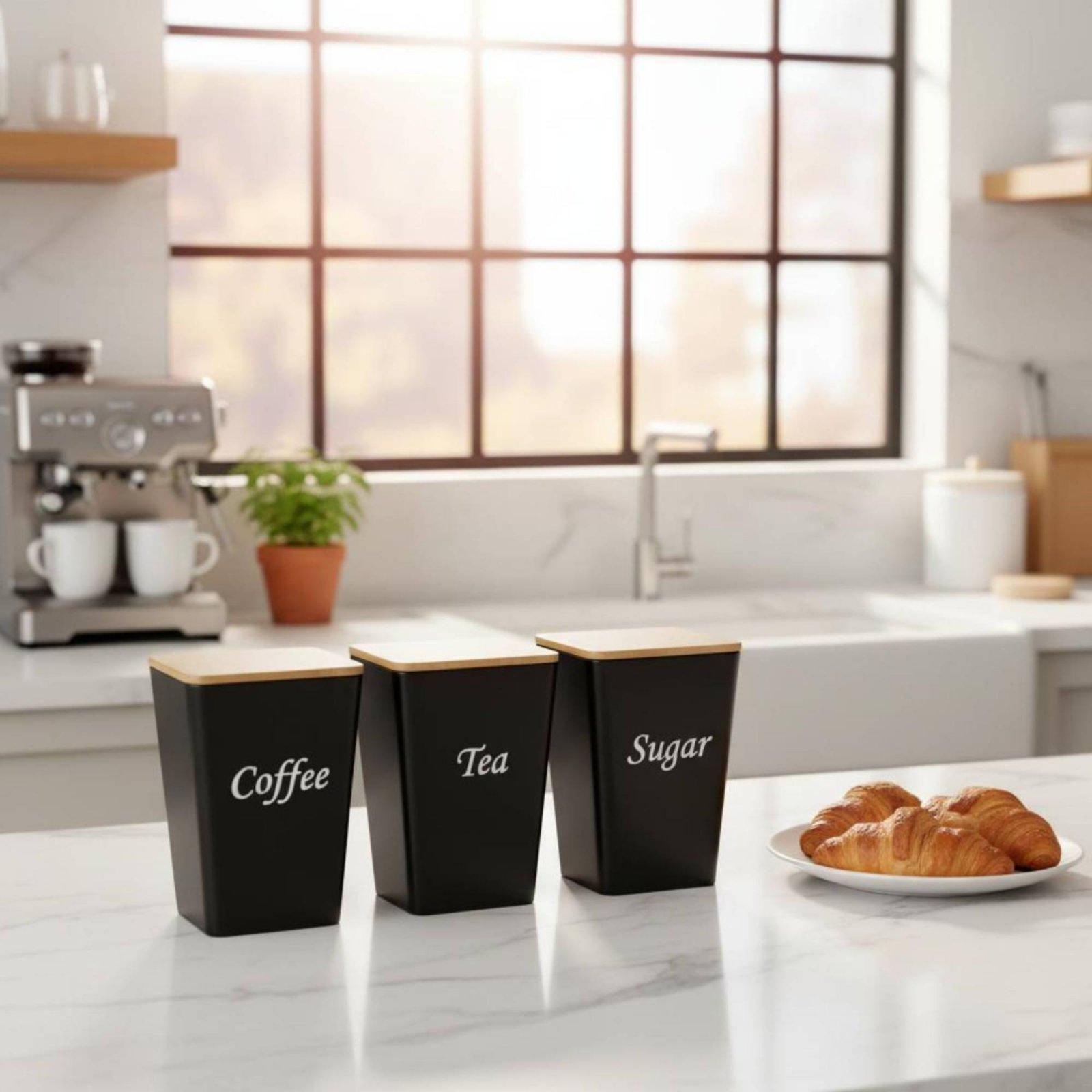 Metal Canister Set with Bamboo - Canister Coffee Sugar Tea review and price