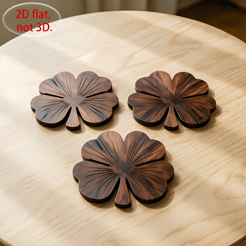 4Pcs 2D Flat Clover Wooden Coa - Coffee Tea Catering review and price