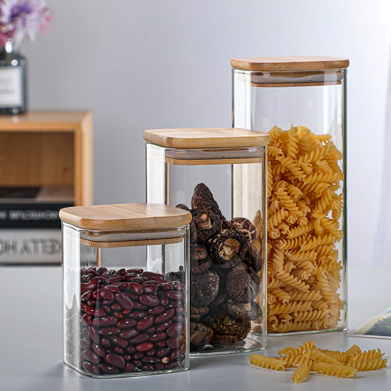 Bamboo Glass Tins Transparent  - Coffee Tea And Sugar Canisters review and price