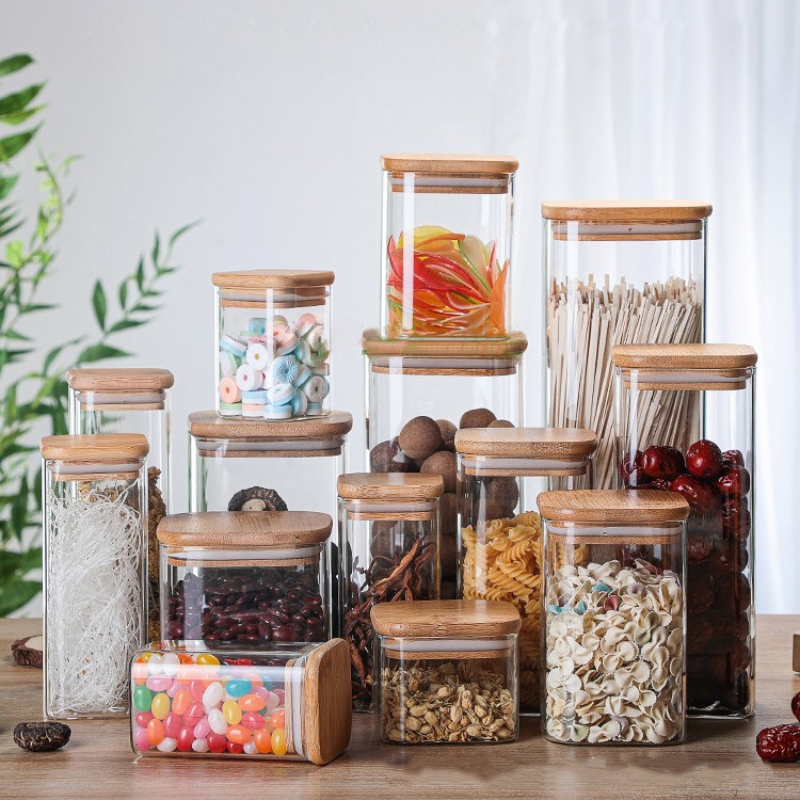 Bamboo Glass Tins Transparent  - Coffee Tea And Sugar Canisters review and price